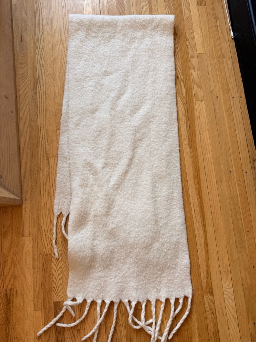 Zara Cream big Fringe Knit Scarf